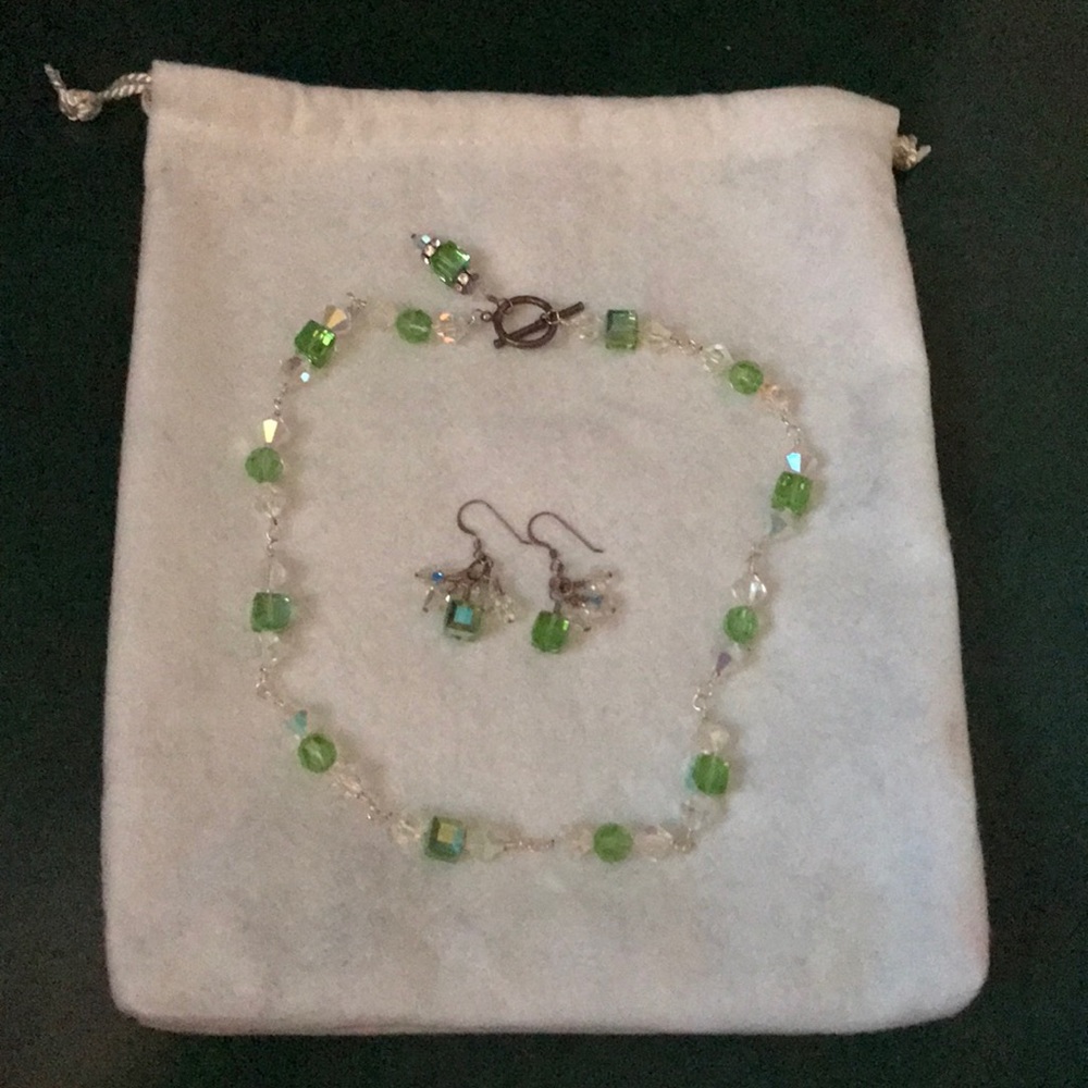 swarovski crystal necklace and earring set